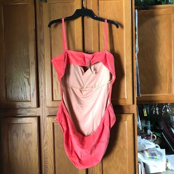 NWT J Crew Pink Coral Cut Out Bandeau Terry Cloth One-Piece Swimsuit - 20 - Picture 7 of 8